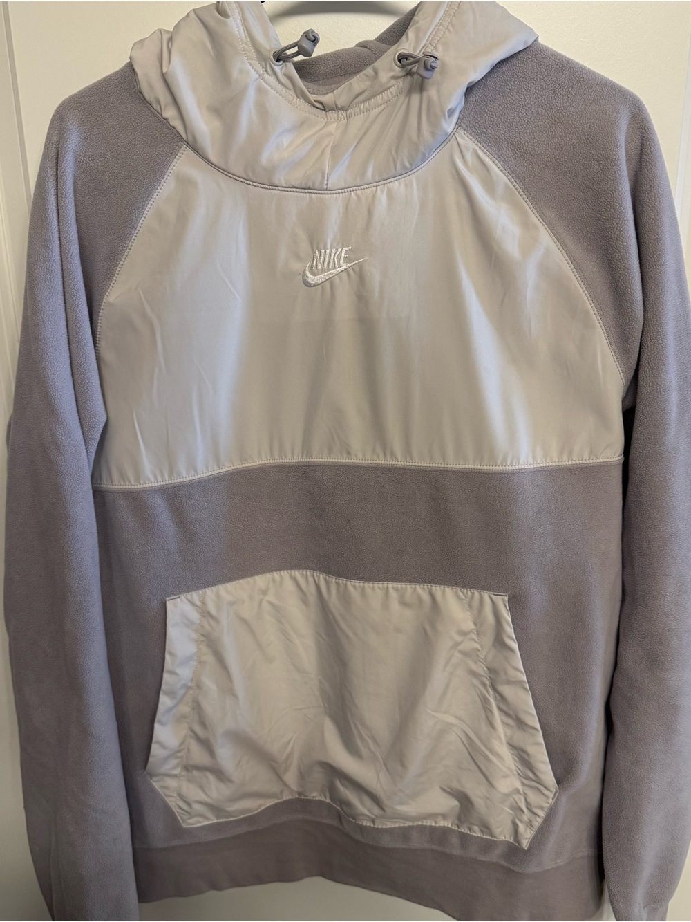 Nike Light Gray Hooded Pullover with Embroidered Swoosh